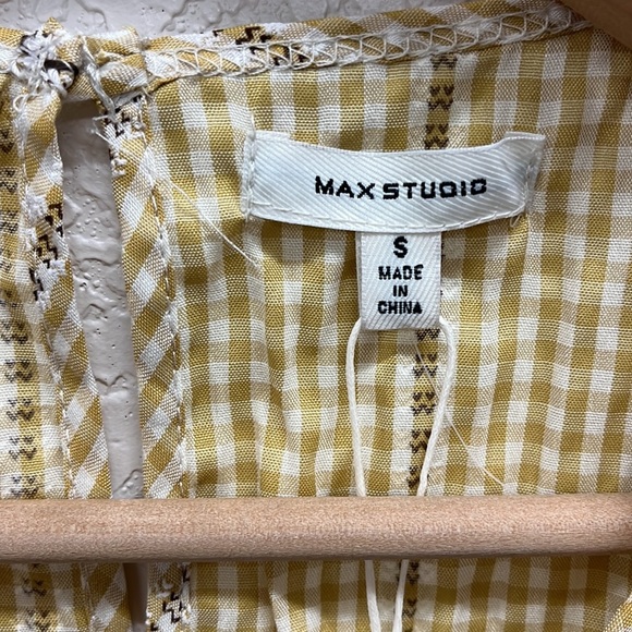 Max Studio Yellow Gingham Sleeveless Babydoll Top S - Picture 3 of 6
